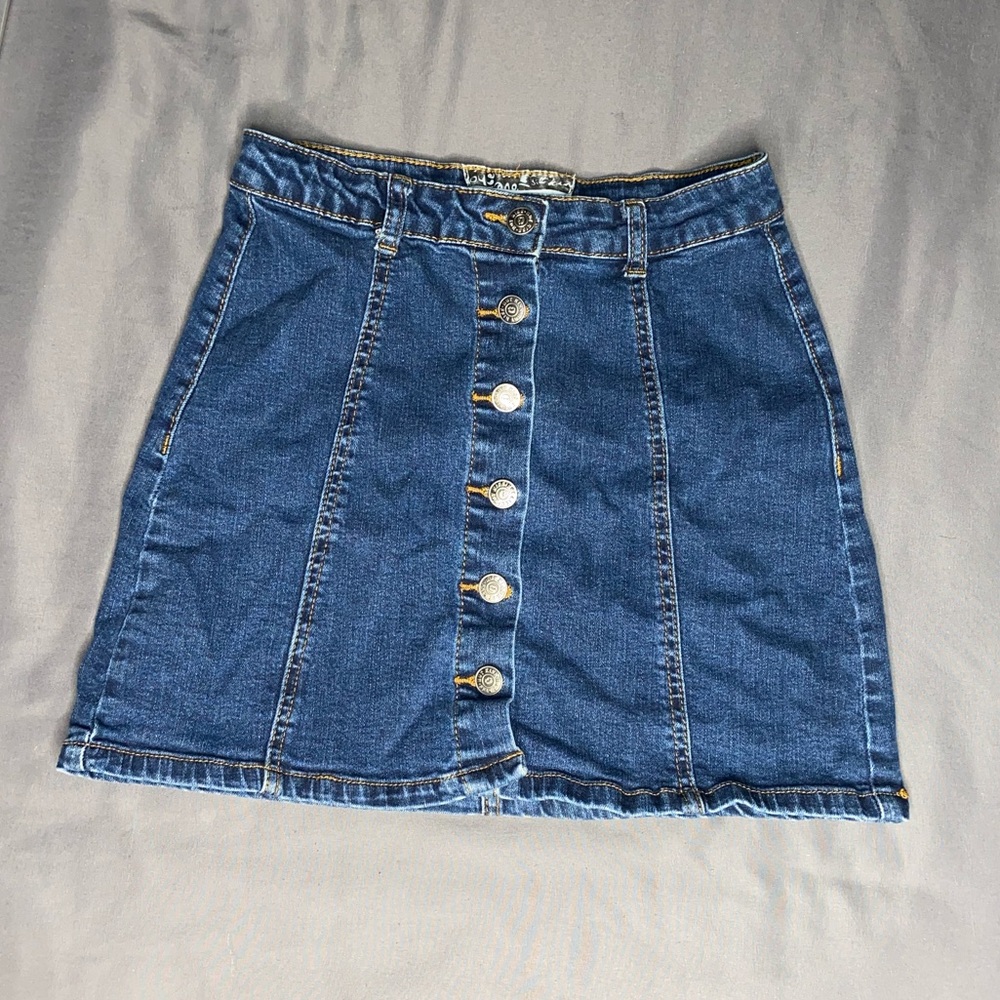 Denim Button Front Skirt